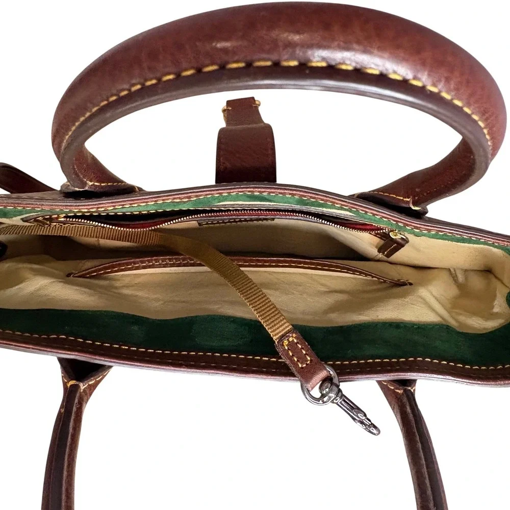 Dooney Bourke Florentine Vacchetta Satchel Brown Leather Crossbody